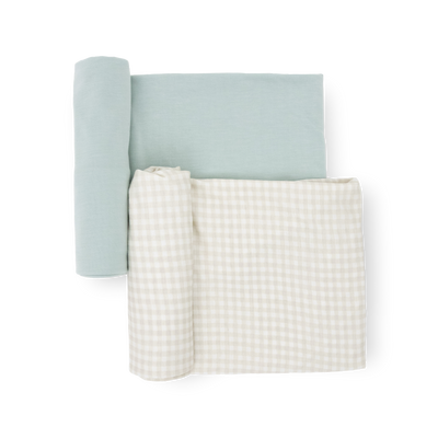 Stretch Knit Swaddle Blanket 2 Pack - Frost Green