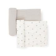 Stretch Knit Swaddle Blanket 2 Pack - Grey Cross