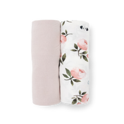 Stretch Knit Swaddle Blanket 2 Pack - Watercolor Rose