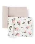 Stretch Knit Swaddle Blanket 2 Pack - Watercolor Rose