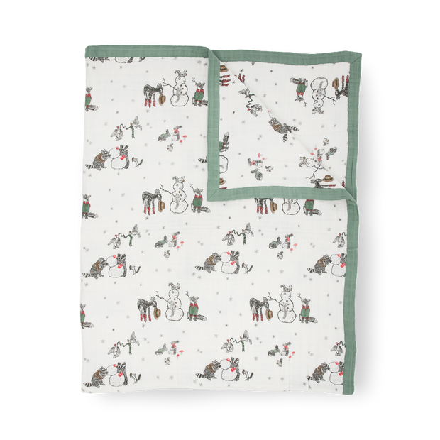 Cotton Muslin Quilted Throw - Snow Day