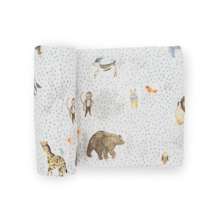 Cotton Muslin Swaddle Blanket - Party Animals