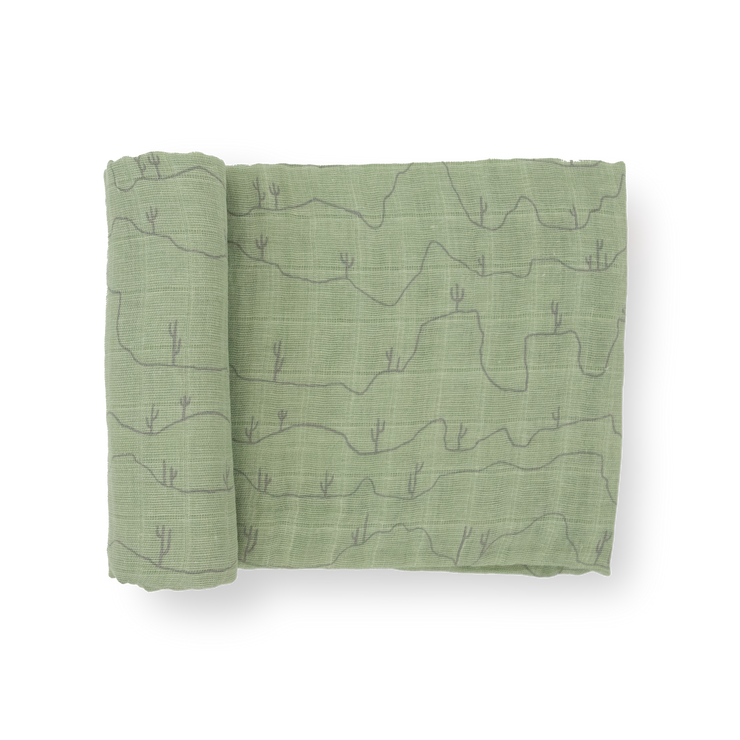 Cotton Muslin Swaddle Single - Cactus Lines