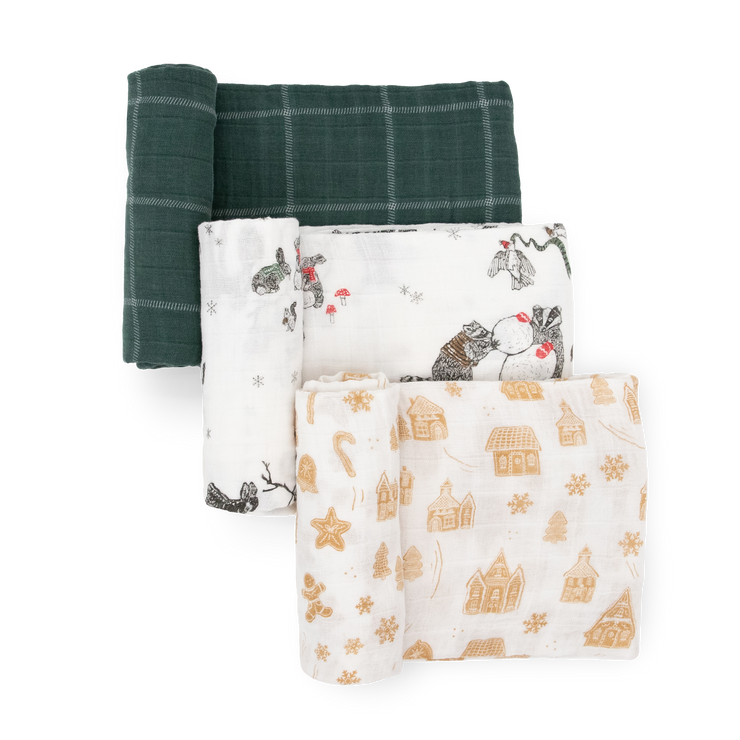 Cotton Muslin Swaddle 3 Pack - Snow Day