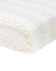Cotton Muslin Crib Sheet - Gold Diamond-stripe