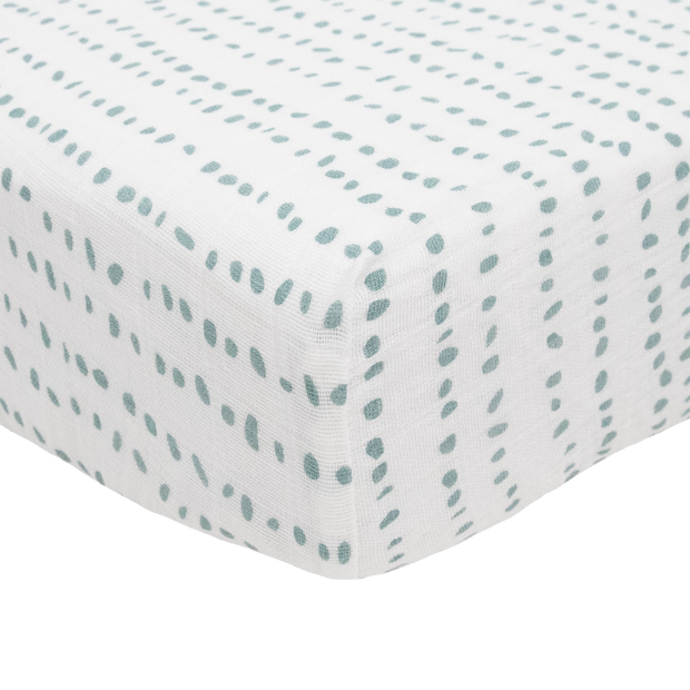 Cotton Muslin Crib Sheet - Stone Stripe