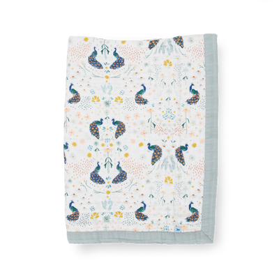 Cotton Muslin Baby Quilt - Peacock