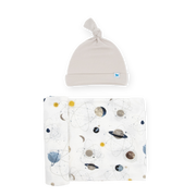 Stretch Knit Swaddle and Hat Set - Planets