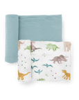 Stretch Knit Swaddle Blanket 2 Pack - Dino Pals