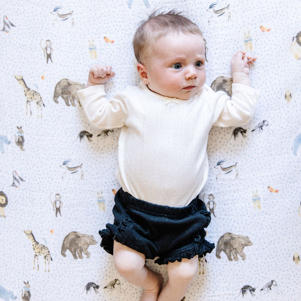 Cotton Muslin Crib Sheet - Party Animals