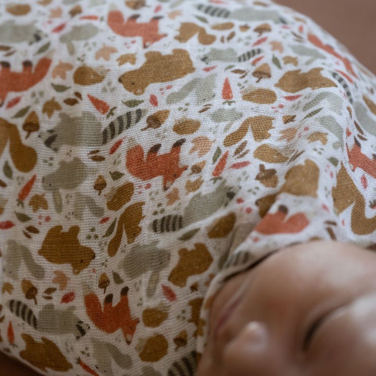 Cotton Muslin Swaddle Single - Fall Friends