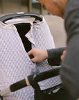 Cotton Muslin Car Seat Canopy - Grey Stripe
