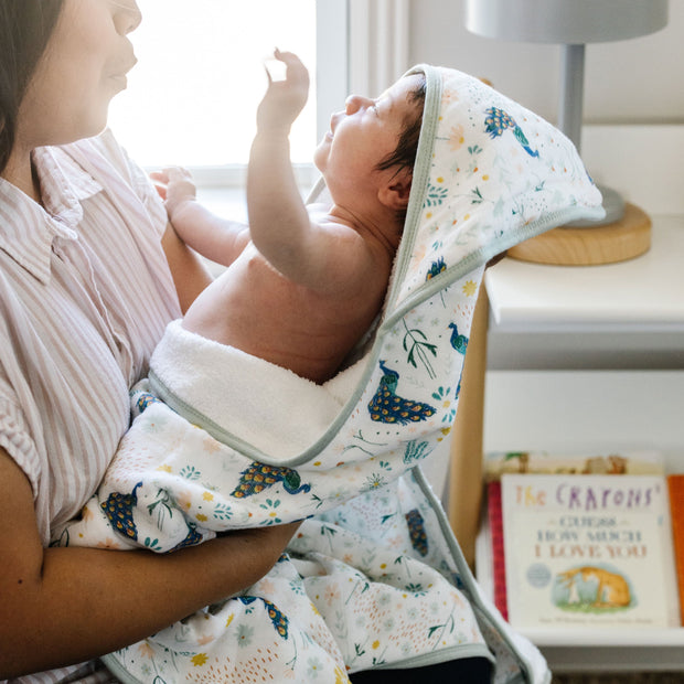 Cotton Hooded Infant Towel - Peacock