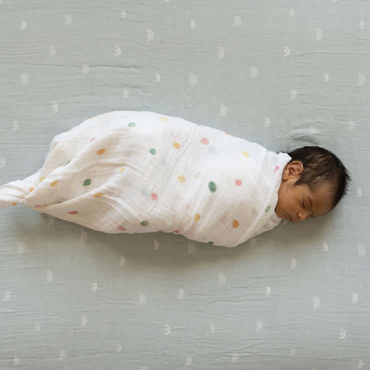 Cotton Muslin Swaddle Single - Party Dots