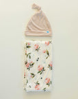 Stretch Knit Swaddle and Hat Set - Watercolor Rose