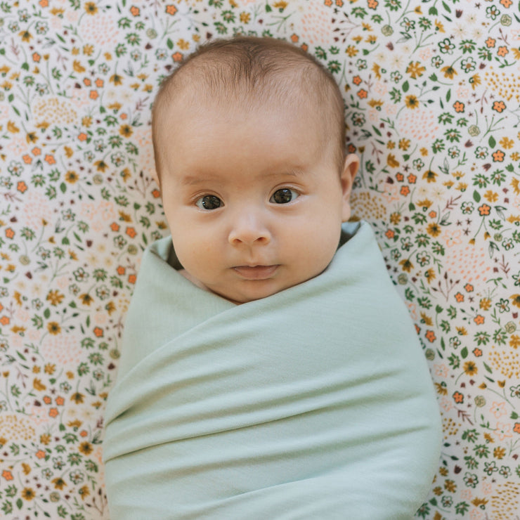 Stretch Knit Swaddle Blanket - Frost Green