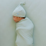 Stretch Knit Swaddle and Hat Set - Frost Green