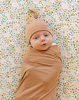 Stretch Knit Swaddle and Hat Set - Terracotta