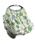 Cotton Muslin Car Seat Canopy - Tropical Leaf