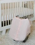 Cotton Muslin Car Seat Canopy - Rose Petal