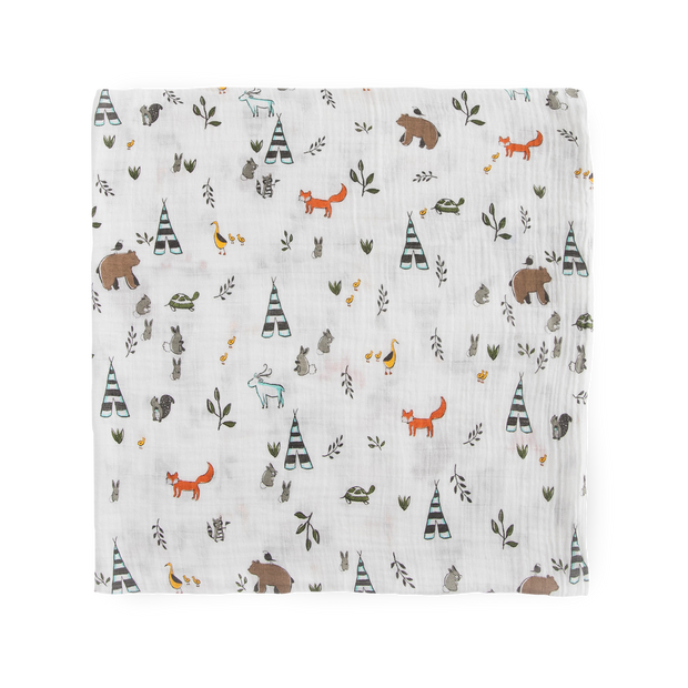 Cotton Muslin Swaddle Blanket 3 Pack - Forest Friends