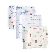 Cotton Muslin Swaddle Blanket 3 Pack - Shark 2