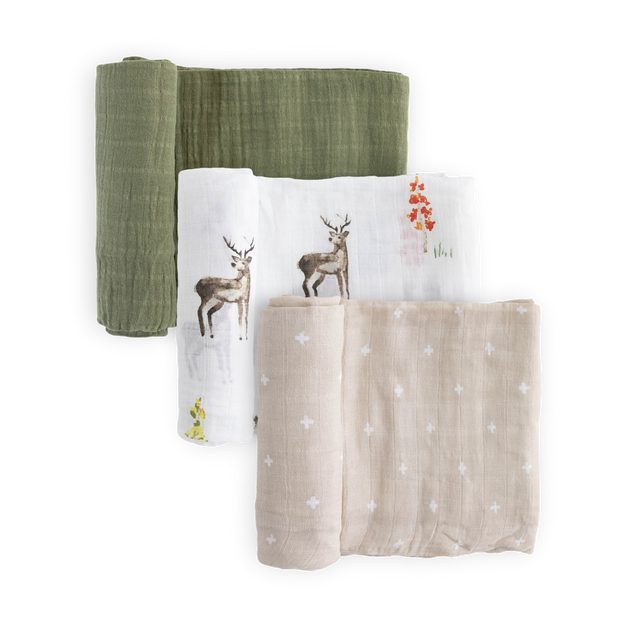 Cotton Muslin Swaddle Blanket 3 Pack - Oh Deer 2