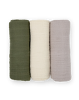 Cotton Muslin Swaddle Blanket 3 Pack - Fern 2