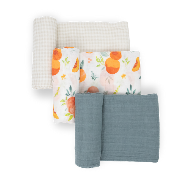 Cotton Muslin Swaddle Blanket 3 Pack - Georgia Peach 2