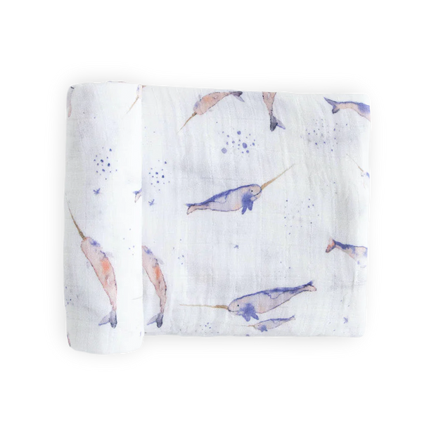 Cotton Muslin Swaddle Blanket - Narwhal