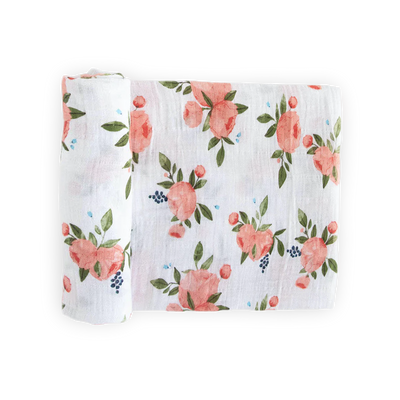 Cotton Muslin Swaddle Blanket - Watercolor Roses