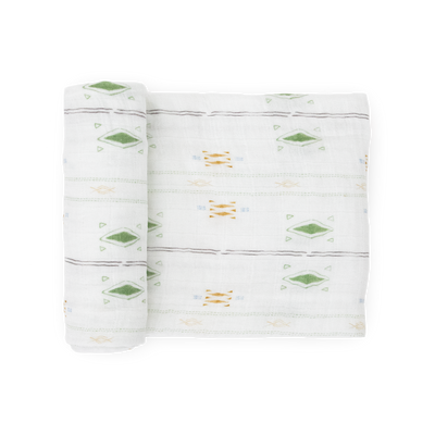 Cotton Muslin Swaddle Blanket - Diamond Stripe