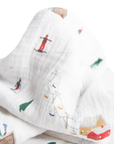 Cotton Muslin Swaddle Blanket - Powder Party