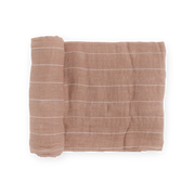 Cotton Muslin Swaddle Blanket - Mauve Stripe