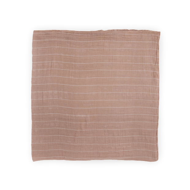 Cotton Muslin Swaddle Blanket - Mauve Stripe