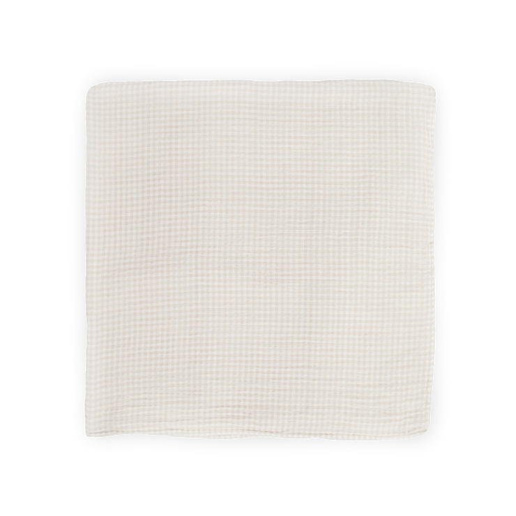 Cotton Muslin Swaddle Blanket - Tan Gingham