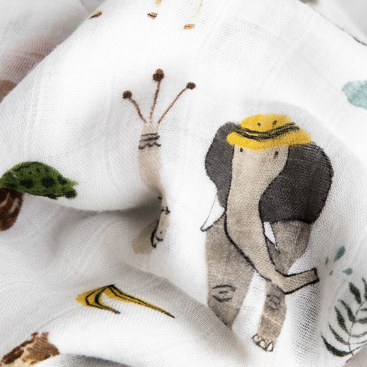 Deluxe Muslin Swaddle Blanket 2 Pack - Safari Social
