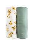 Deluxe Muslin Swaddle Blanket 2 Pack - Ditsy Sunflower