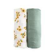 Deluxe Muslin Swaddle Blanket 2 Pack - Ditsy Sunflower