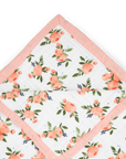 Cotton Muslin Quilted Throw - Watercolor Roses
