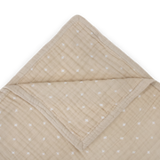 Cotton Muslin Quilted Throw - Taupe Cross