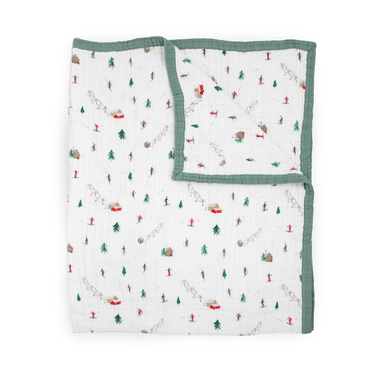 Cotton Muslin Quilted Throw - Powder Party