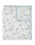 Deluxe Muslin Quilted Throw - Blue Windflower