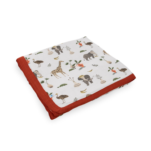Deluxe Muslin Quilted Throw - Safari Social