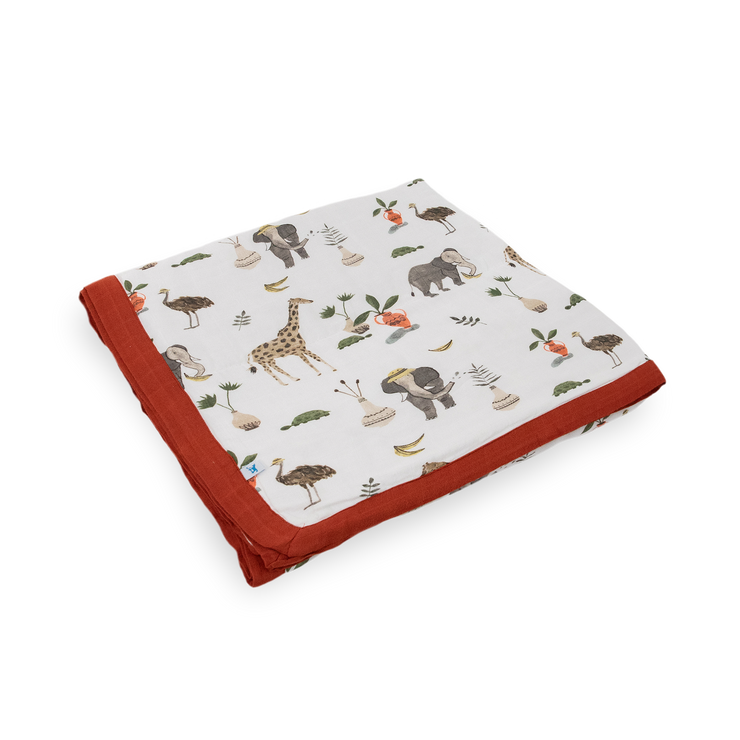 Deluxe Muslin Quilted Throw - Safari Social