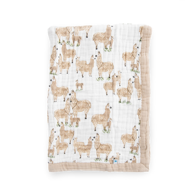 Cotton Muslin Baby Quilt - Llama Llama