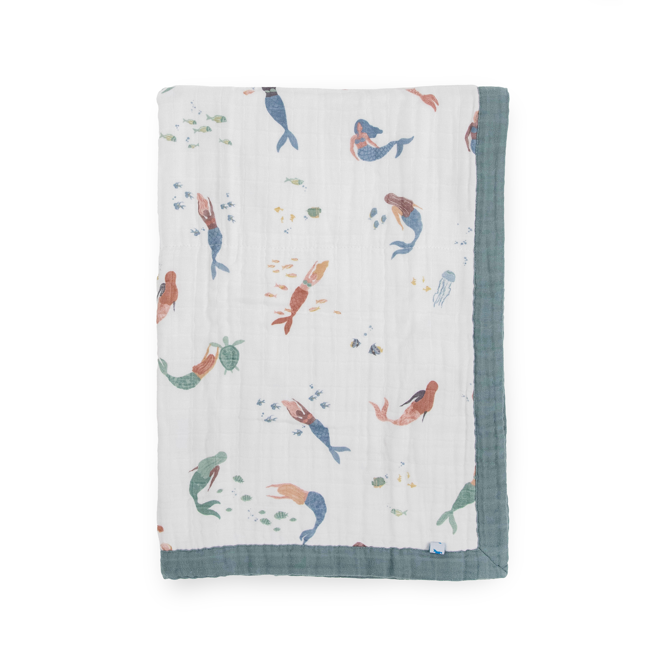 Cotton Muslin Baby Quilt - Mermaids