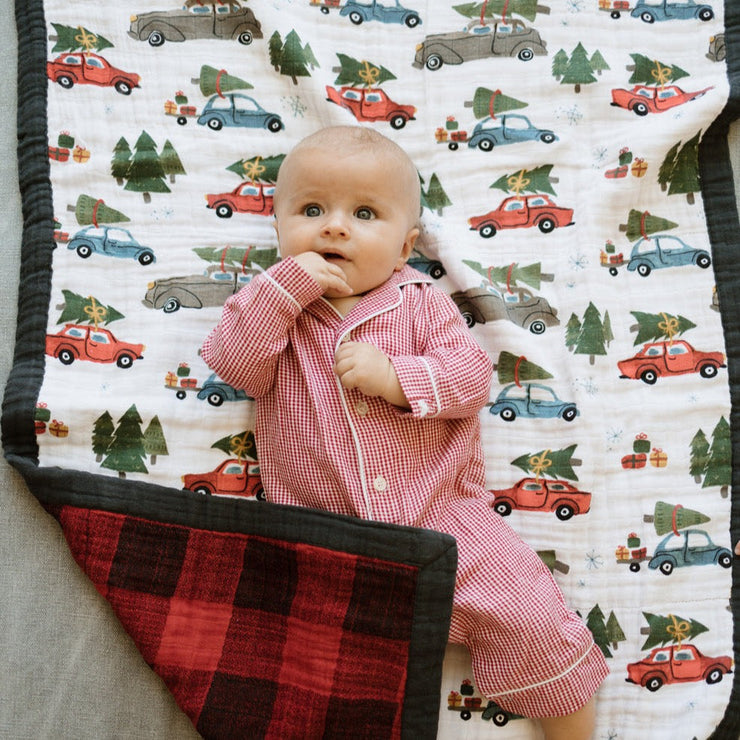 Cotton Muslin Baby Quilt - Holiday Haul