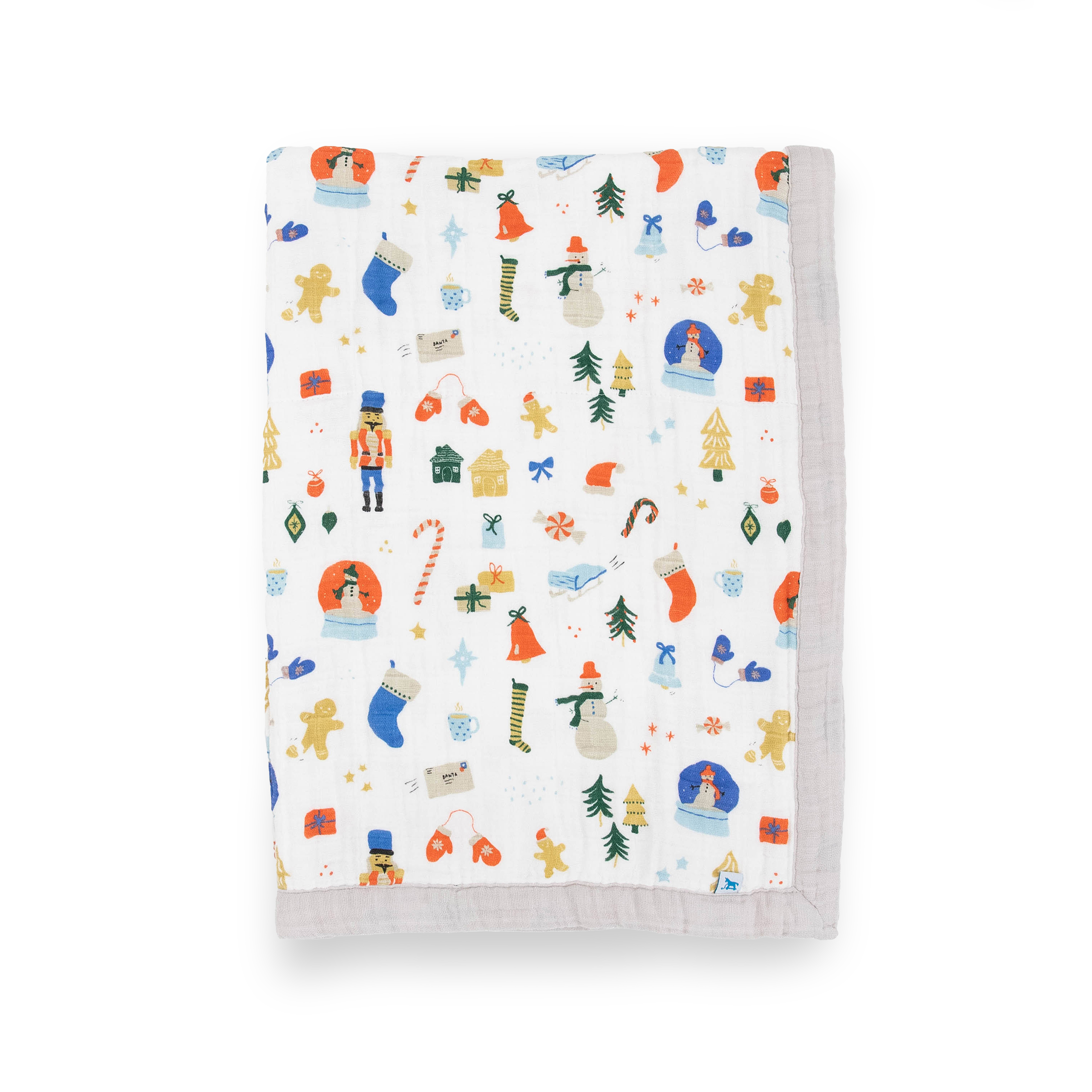 Cotton Muslin Baby Quilt - Christmas Time