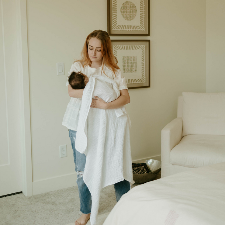 Organic Cotton Muslin Swaddle Blanket 2 Pack - White